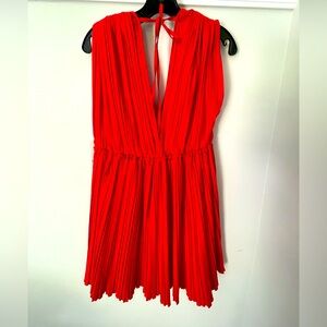 Zara Bold Red Pleated Mini Dress